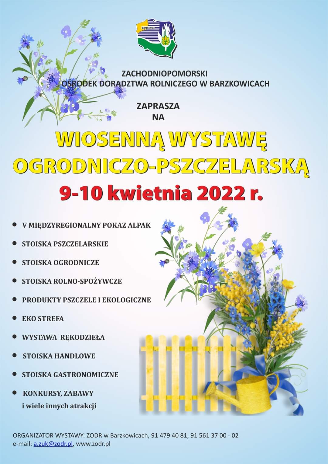 Wiosenna wystawa ogrodniczo pszczelarska w dniach 9, 10 kwietnia 2022 w Barzkowicach