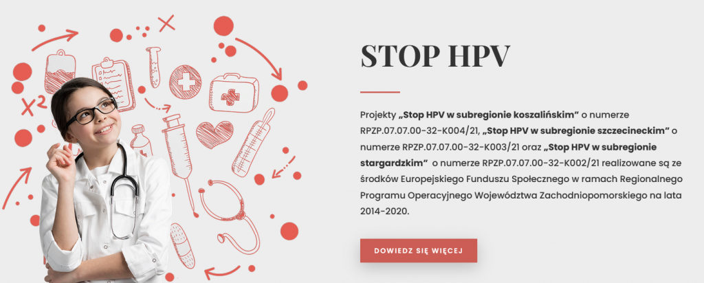 Plakat kierujący do szczegółowych informacji o projekcie STOP HPV