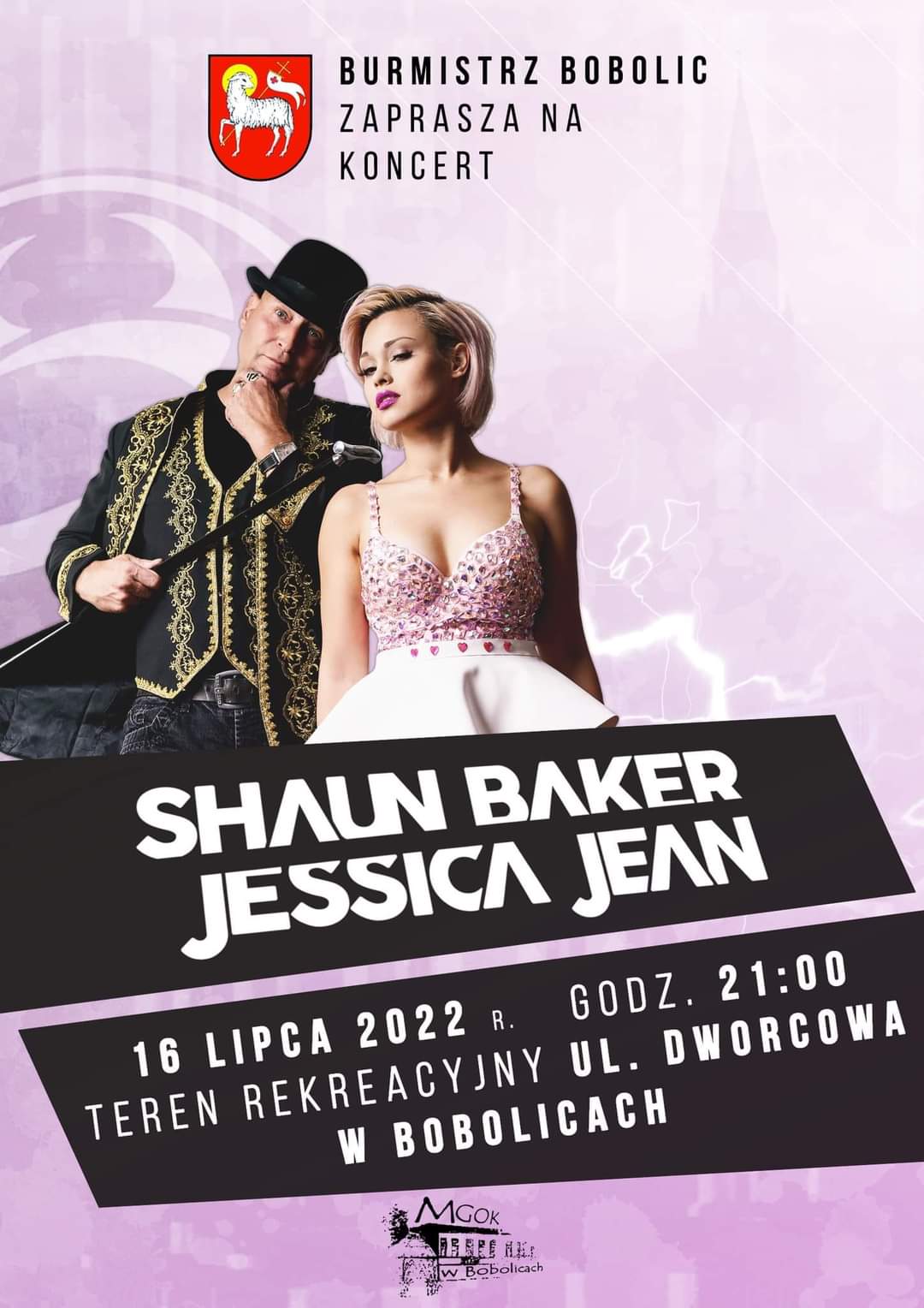 Burmistrz Bobolic zaprasza na koncert Shaun Baker Jessica Jean w dniu 16 lipca 2022