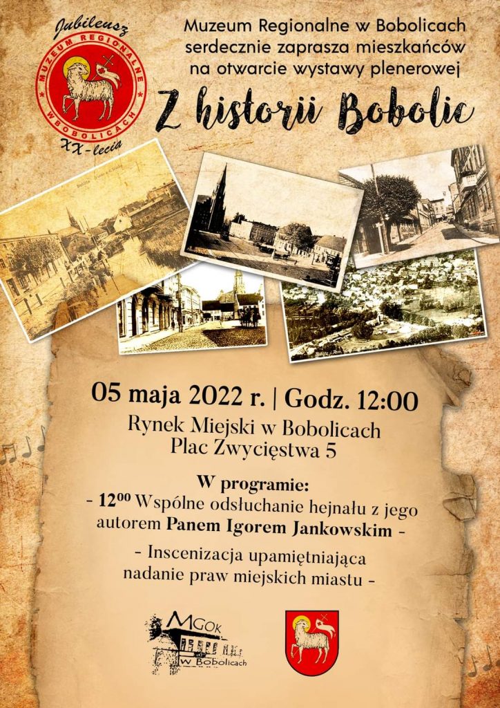 Muzeum Regionalne w Bobolicach zaprasza na wystawę plenerową Z historii Bobolic 5 maja 2022 od godz. 12 Rynek Miejski w Bobolicach