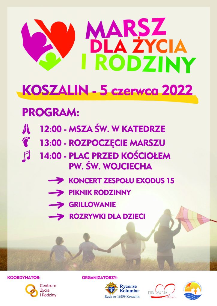 Plakat wydarzenia Marsz dla Życia i Rodziny 5 czerwca 2022