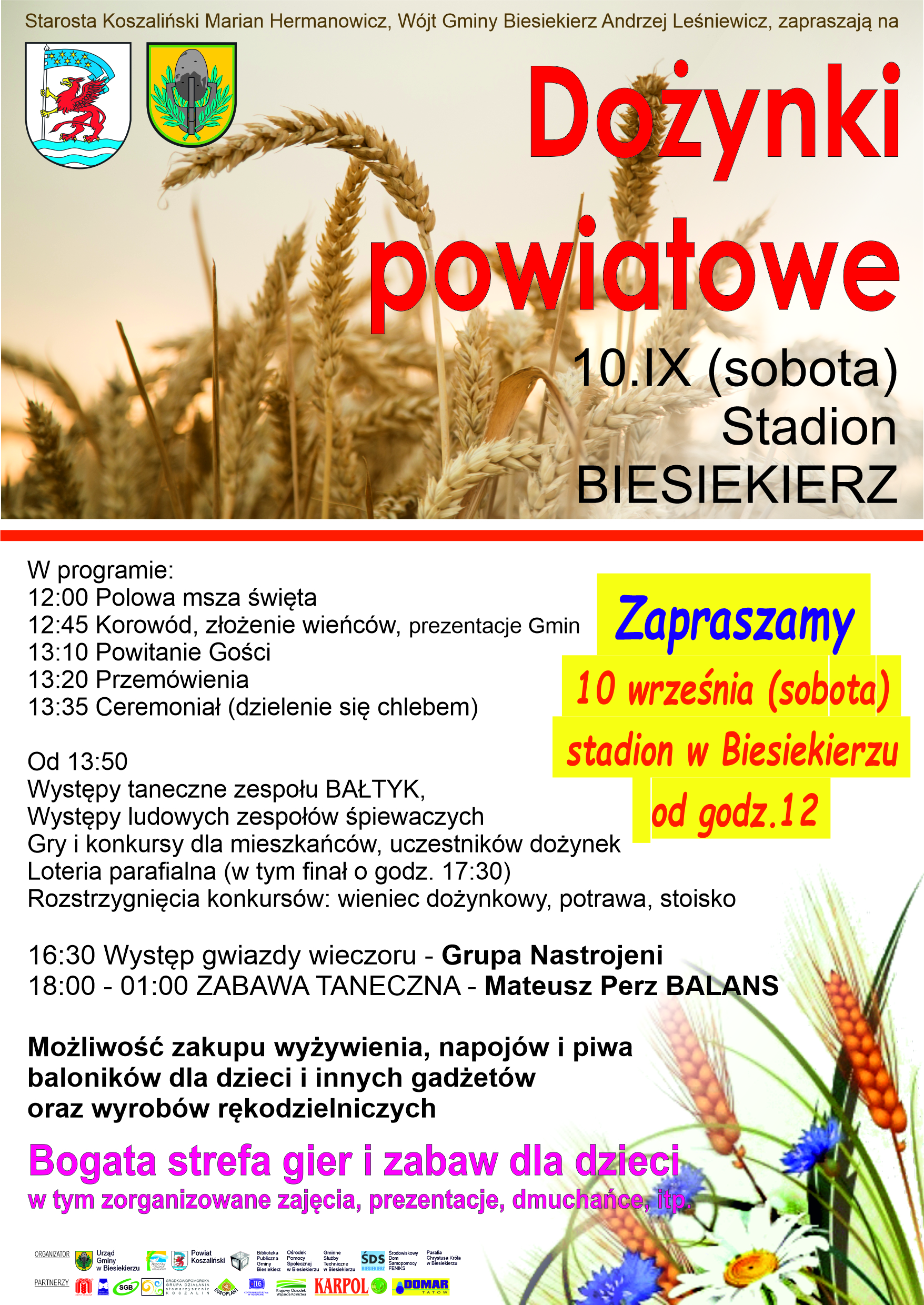 Plakat informacyjno - promocyjny dożynki powiatowe 10.09.2022