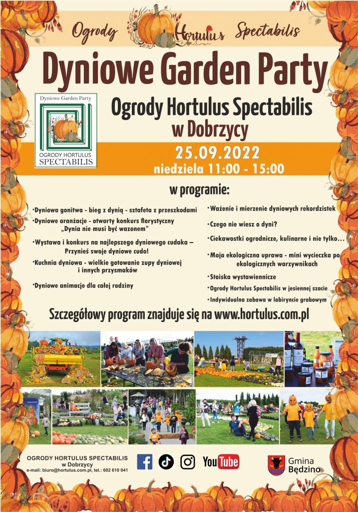 plakat dyniowe garden party w Ogrodach Hortulus 25 września 2022