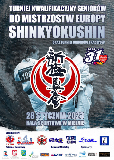Pakat z zaproszeniem na turniej kwalifikacyjny seniorów do mistrzostw Europy w shinkyokushin w Mielnie 28 stycznia 2023