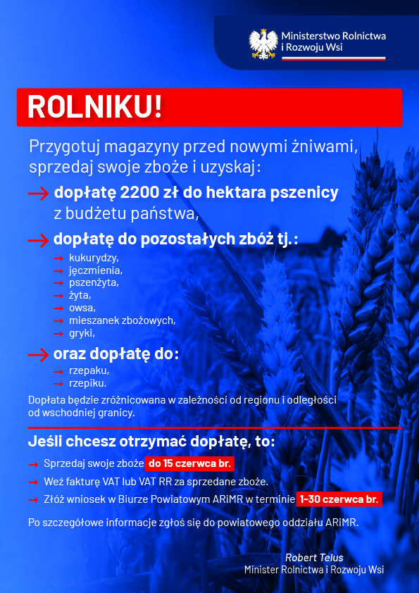 Plakat z informacją od MRiRW_Polska wies to przyszłość