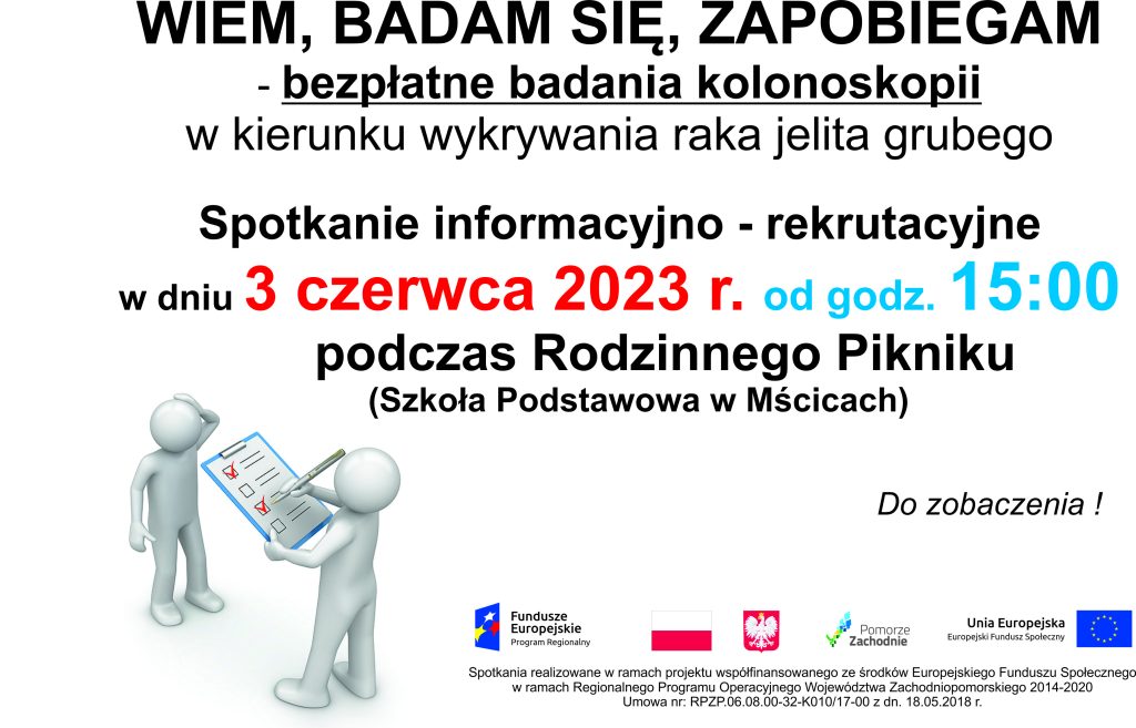 Plakat informujący o spotkaniu w Mścicach 3 czerwca 2023 