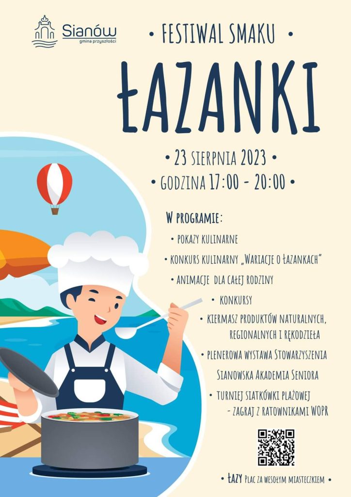 Plakat z zaproszeniem na festiwal smaku w Łazach 23 sierpnia 2023
