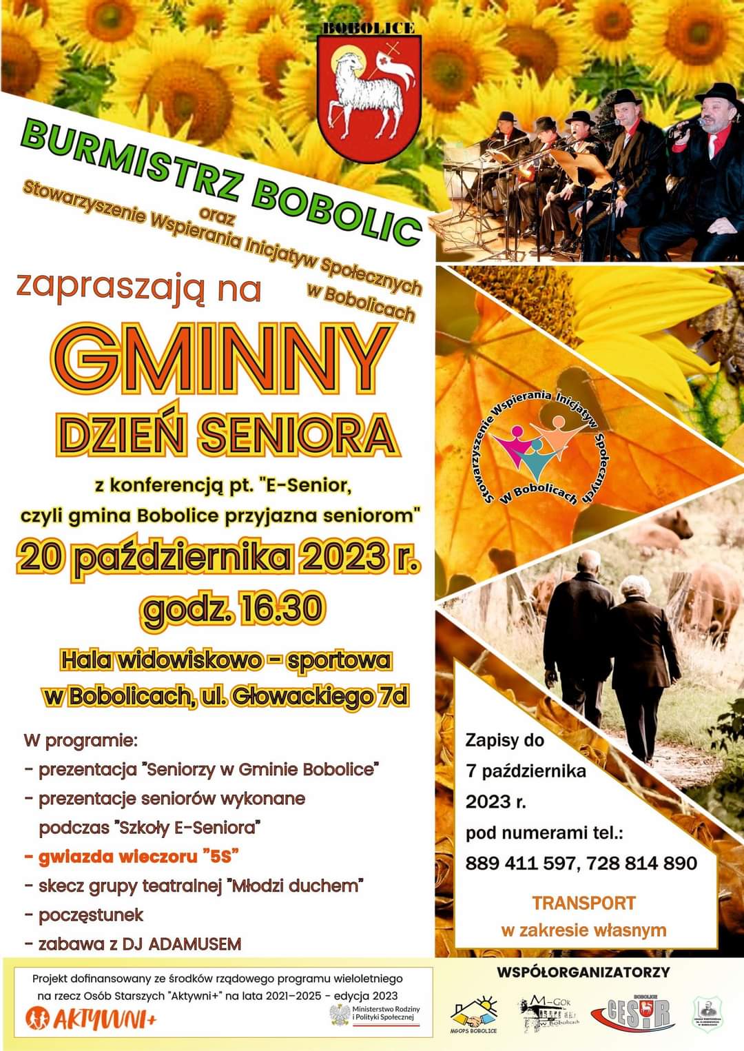 Plakat Gminny Dzień Seniora w Bobolicach 20 października 2023