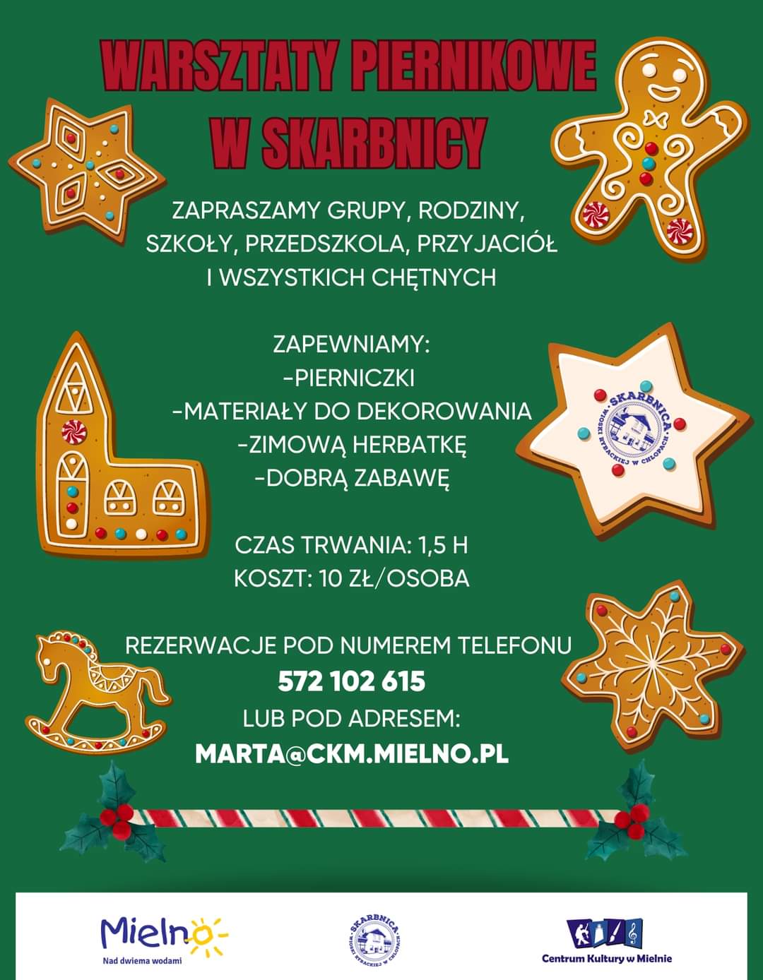 Plakat z zaproszeniem na piernikowe warsztaty w Skarbnicy
