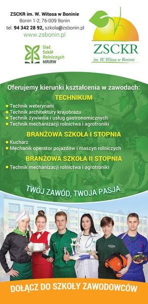 Plakat z ofertą kształcenia w ZS CKR w Boninie
