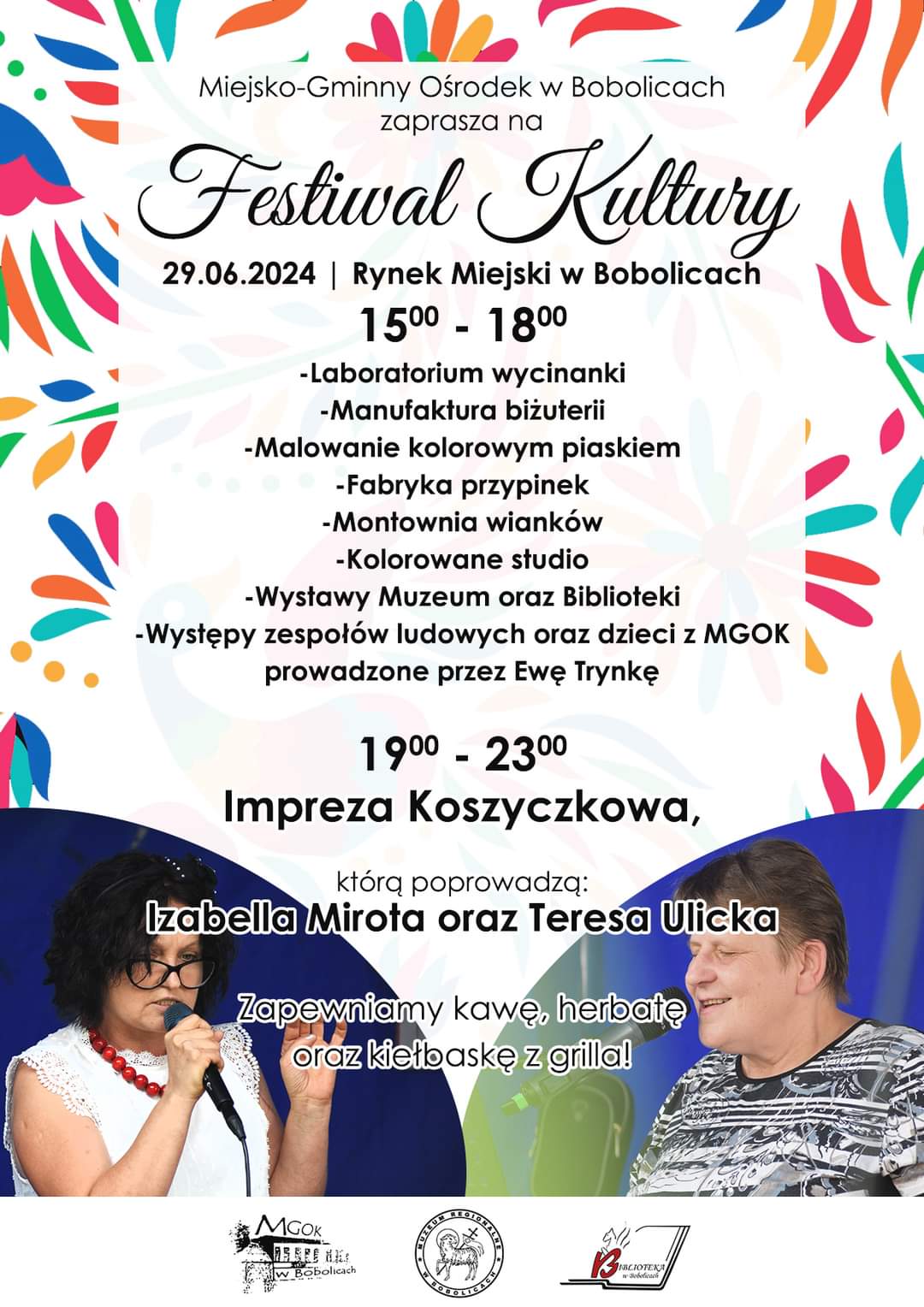 Plakat z zaproszeniem na Festiwal Kultury w Bobolicach 29 czerwca 2024