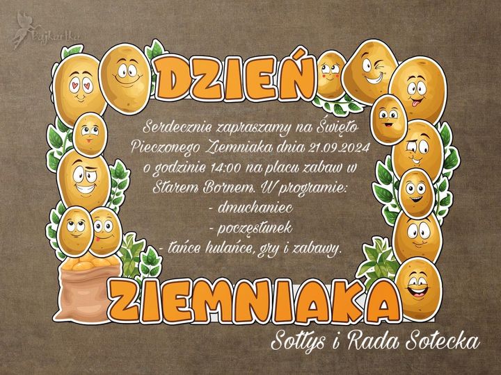 Plakat z zaproszeniem na dzień ziemniaka w Starem Bornem 21 września 2024