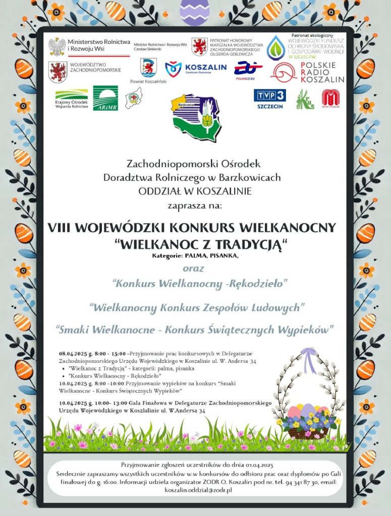 Plakat z zaproszeniem na 8.Wojewódzki Konkurs Wielkanocny Wielkanoc z tradycją