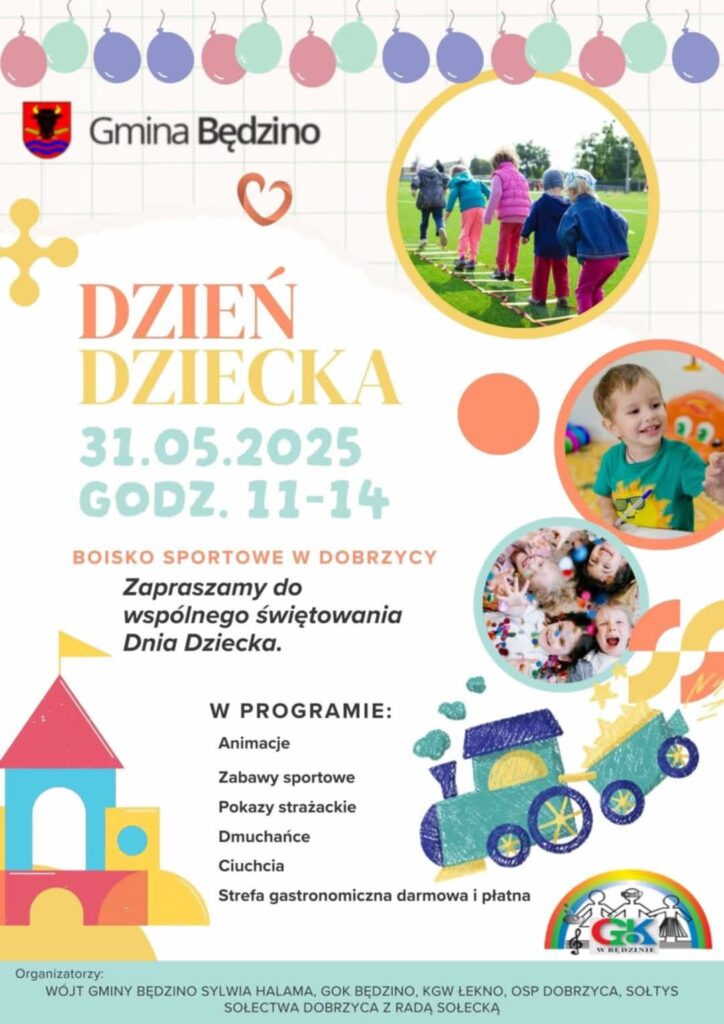 Plakat z zaproszeniem na Dzień Dziecka w Będzinie 31 maja 2025