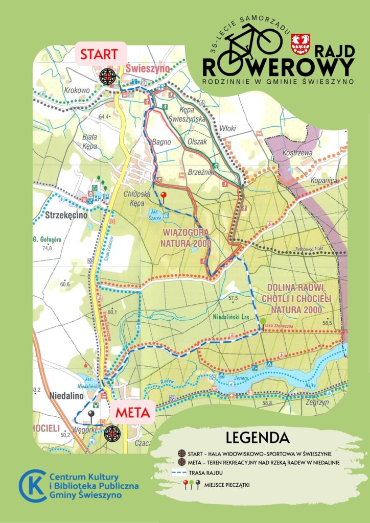 mapa rajdu rowerowego w Świeszynie 24 maja 2025