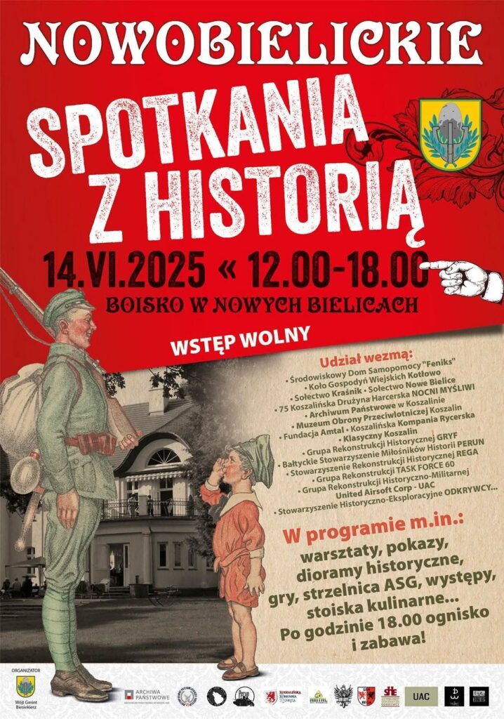 Plakat z zaproszeniem na nowobielickie spotkania z historią 14 czerwca 2025 Nowe Bielice