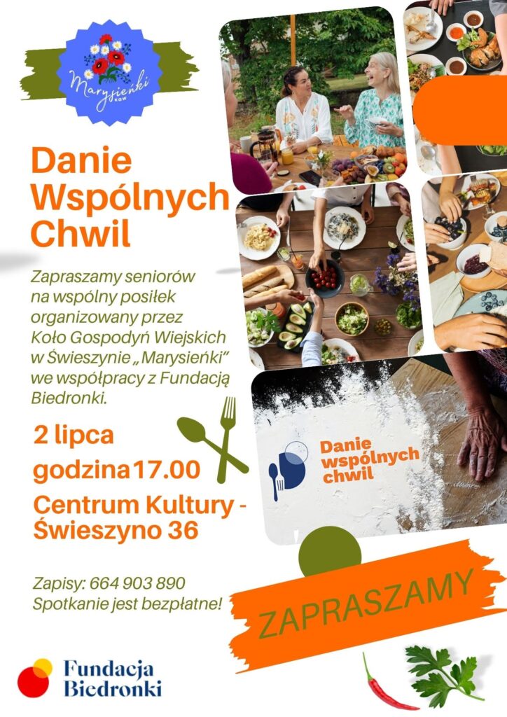 Plakat z zaproszeniem na spotkanie seniorów w Świeszynie 2 lipca 2025