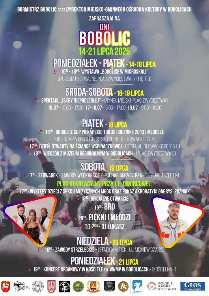 Plakat z zaproszeniem na Dni Bobolic od 14 do 21 lipca 2025