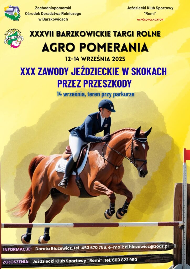 Plakat z zaproszeniem na 37. Barzkowickie targi rolne Agro Pomerania 12 do 14 września 2025_cz.2