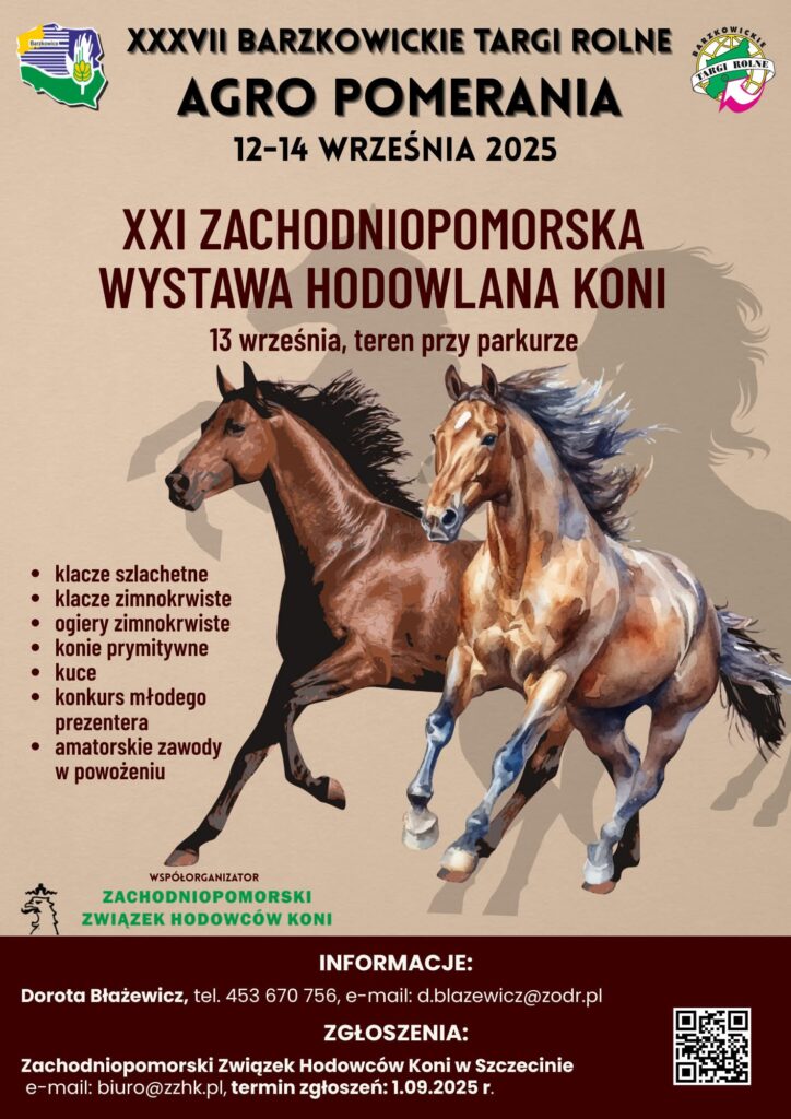 Plakat z zaproszeniem na 37. Barzkowickie targi rolne Agro Pomerania 12 do 14 września 2025_cz.4
