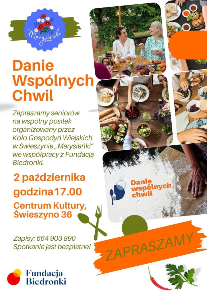 Plakat z zaproszeniem na spotkanie z seniorami KGW Marysieńki 2 października 2025 Świeszyno