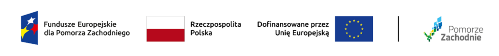 ciąg logotypów od lewej FE dla Pomorza Zachodniego RP UE Pomorze Zachodnie