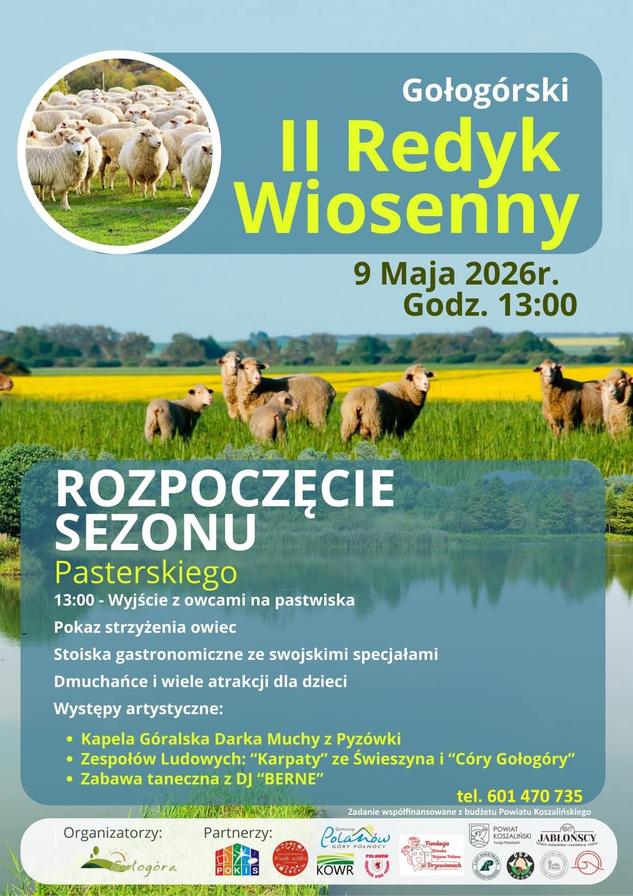 Plakat z zaproszeniem na 2. Gołogórski Redyk Wiosenny 9 maja 2026