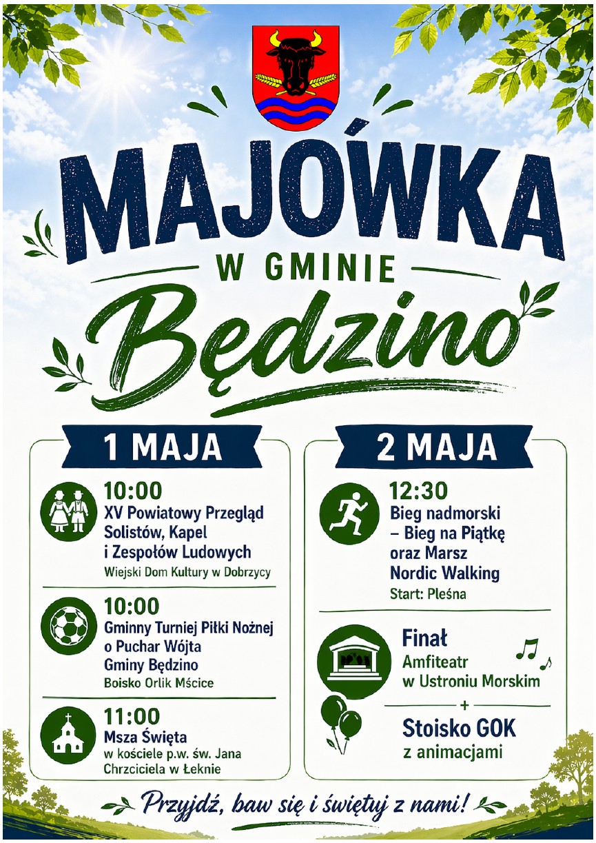 Plakat z zaproszeniem na majówkę w Będzinie