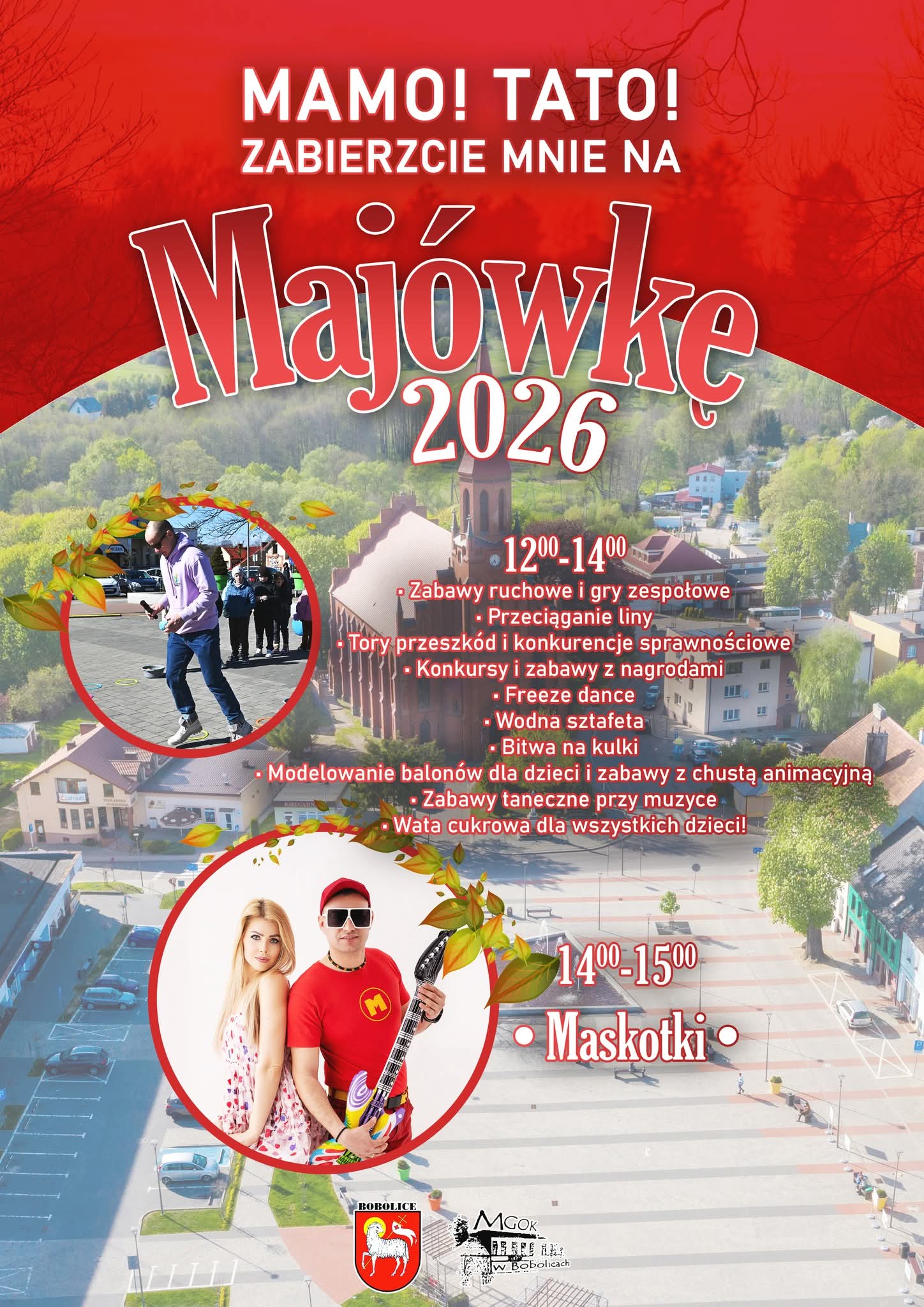 Plakat z zaproszeniem na majówkę w Bobolicach