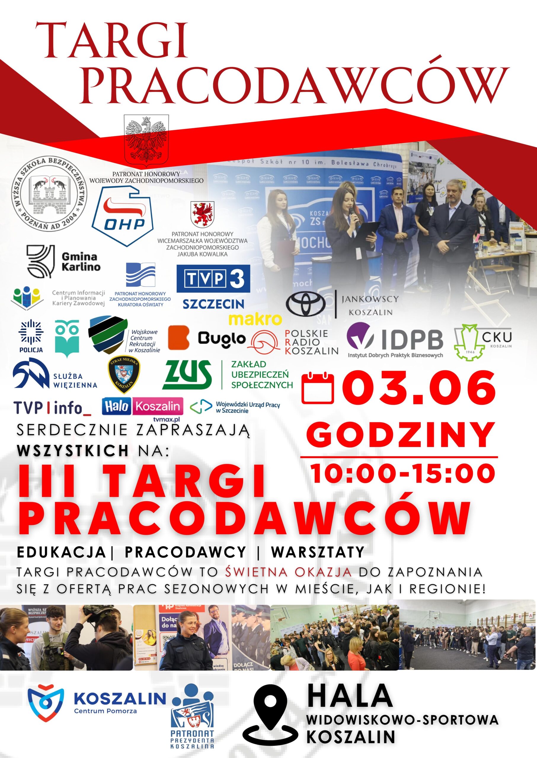 Plakat z informacją o 3 edycji targów pracodawców w Koszalinie 3 czerwca 2026