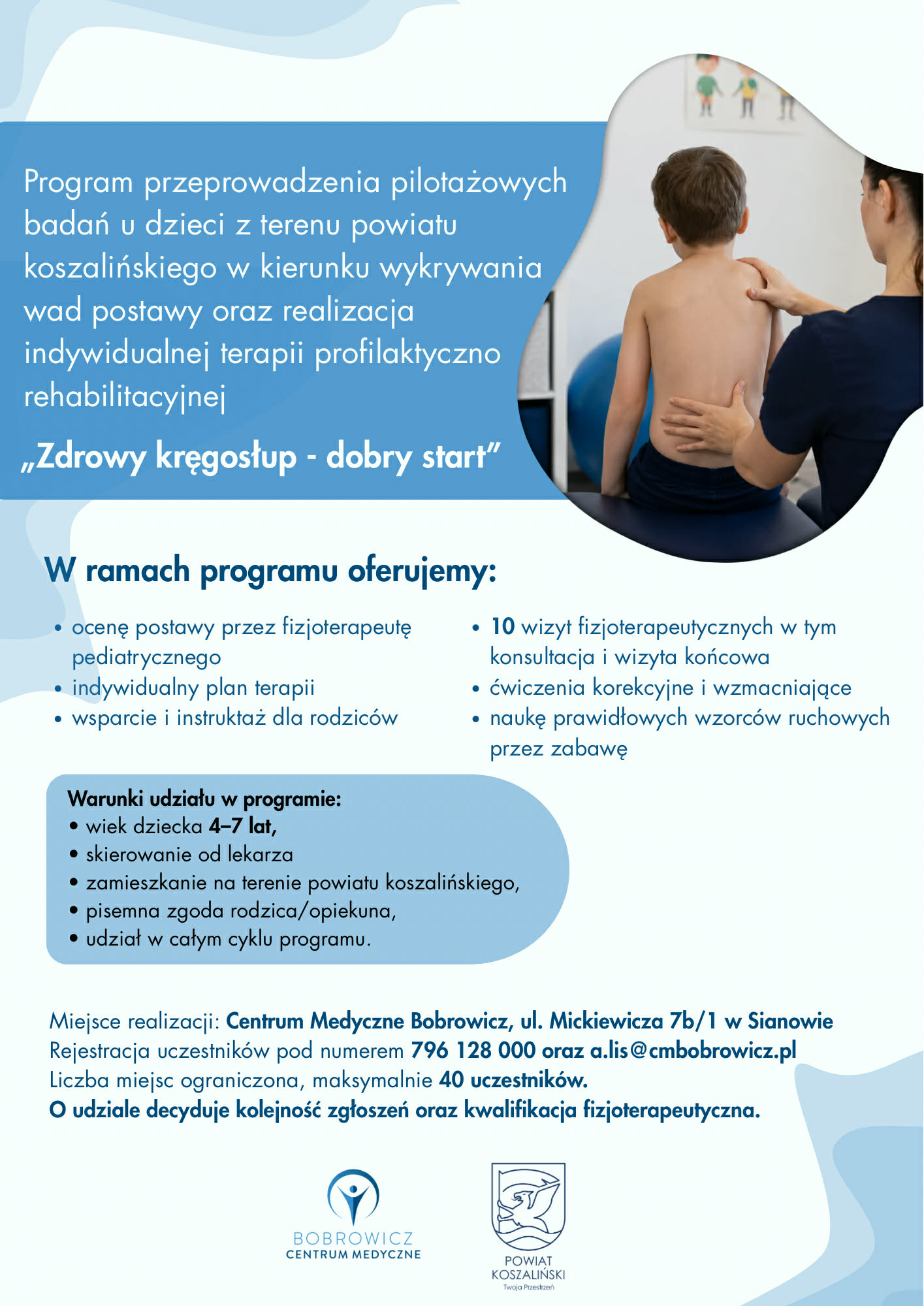 plakat informacyjny Program „Zdrowy kręgosłup – dobry start”