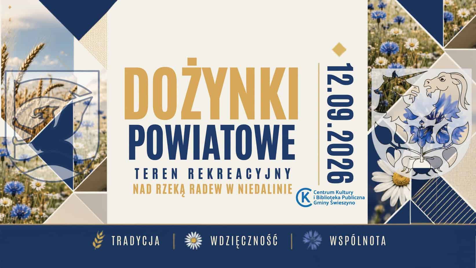 Baner z zaproszeniem na Dożynki Powiatowe 2026
