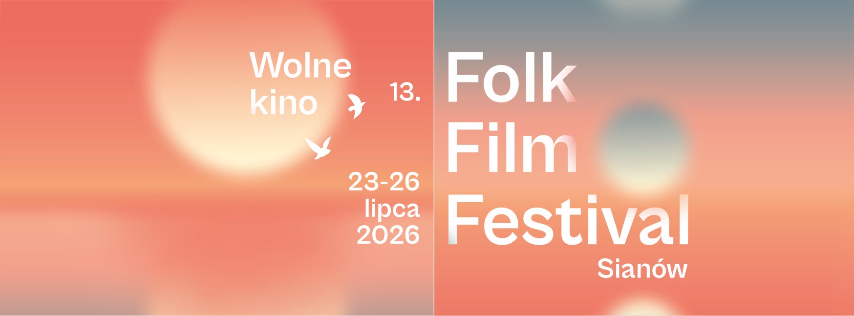 Plakat z zaproszeniem na Folk Film Festiwal 13 edycja w Sianowie 23 do 26 lipca