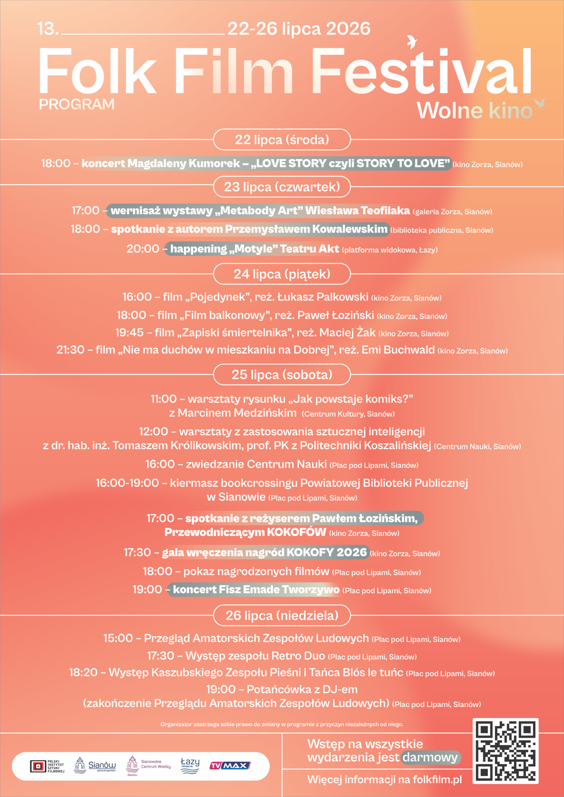Program 13. edycji Folk Film Festiwal 2026
